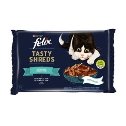 Felix Tasty Shreds Selecciones Favoritas Festin Pescado 80 gr - Azul (4u)